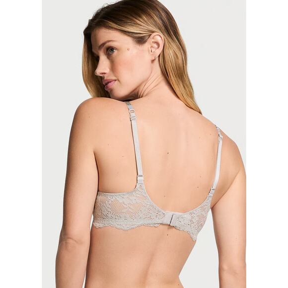 Victorias Secret Twinkle Strap Lace Push Up Bra Womens Size 32B Silver Pearl New - Picture 2 of 11